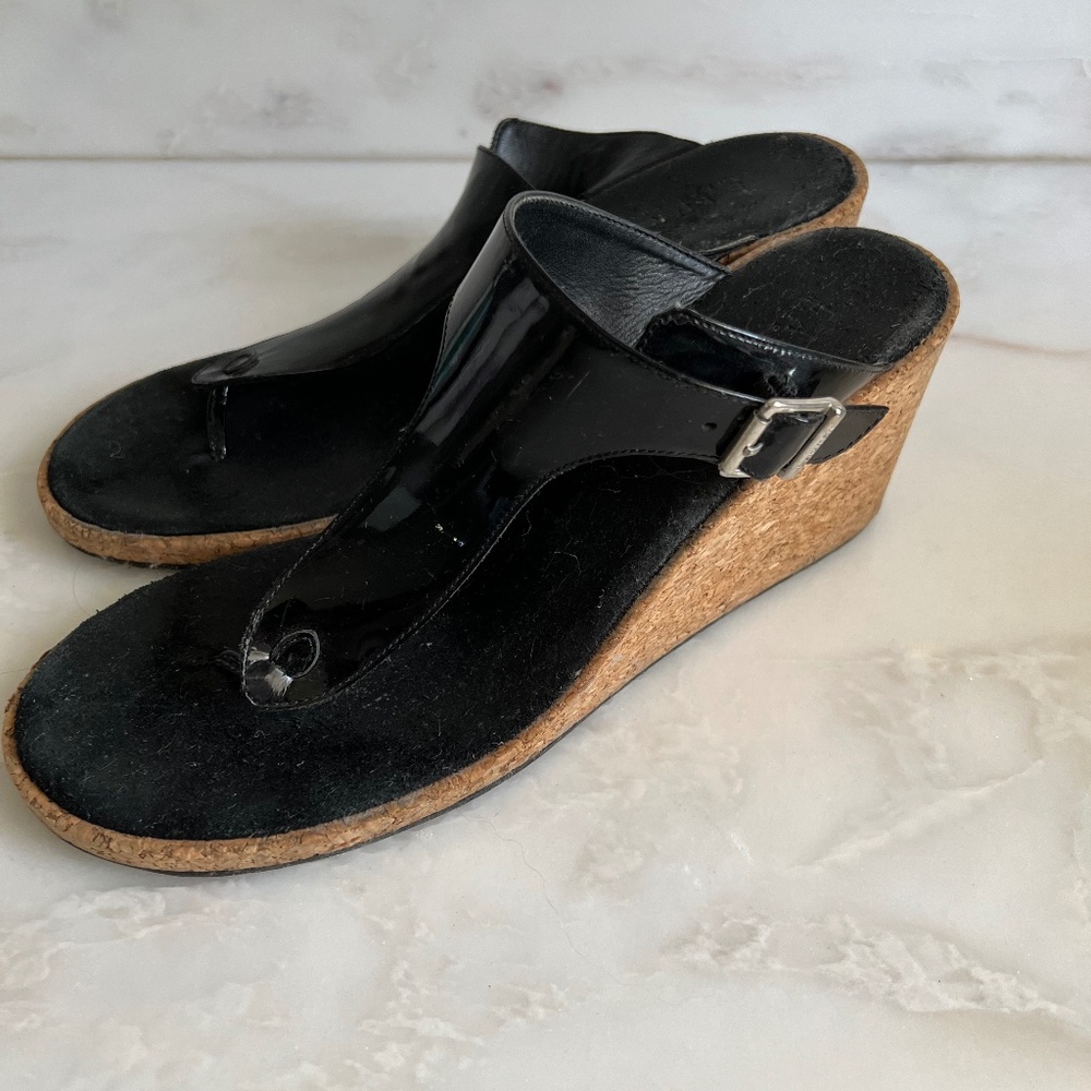 Ralph Lauren  3” Wedge Black Patent Sandal